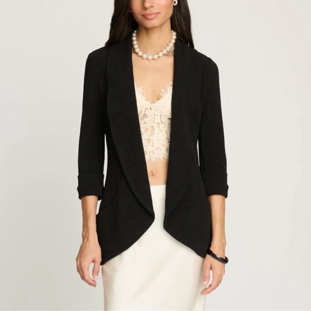 French Mauve Black Knit Melanie Blazer